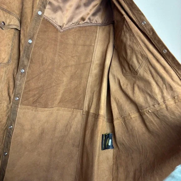 Scully Mens Brown Suede Real Leather Western Snap Front Shirt Jacket Size 2XL